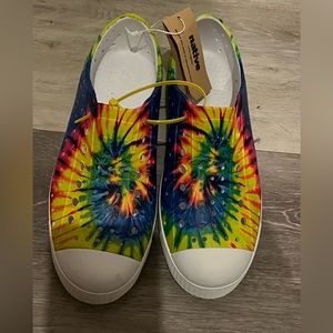 Brand new pair of native kids size J2 in neon tie dye